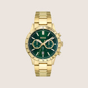 BOSS Men's Allure Chronograph Green Dial Gold Bracelet Watch 1513923