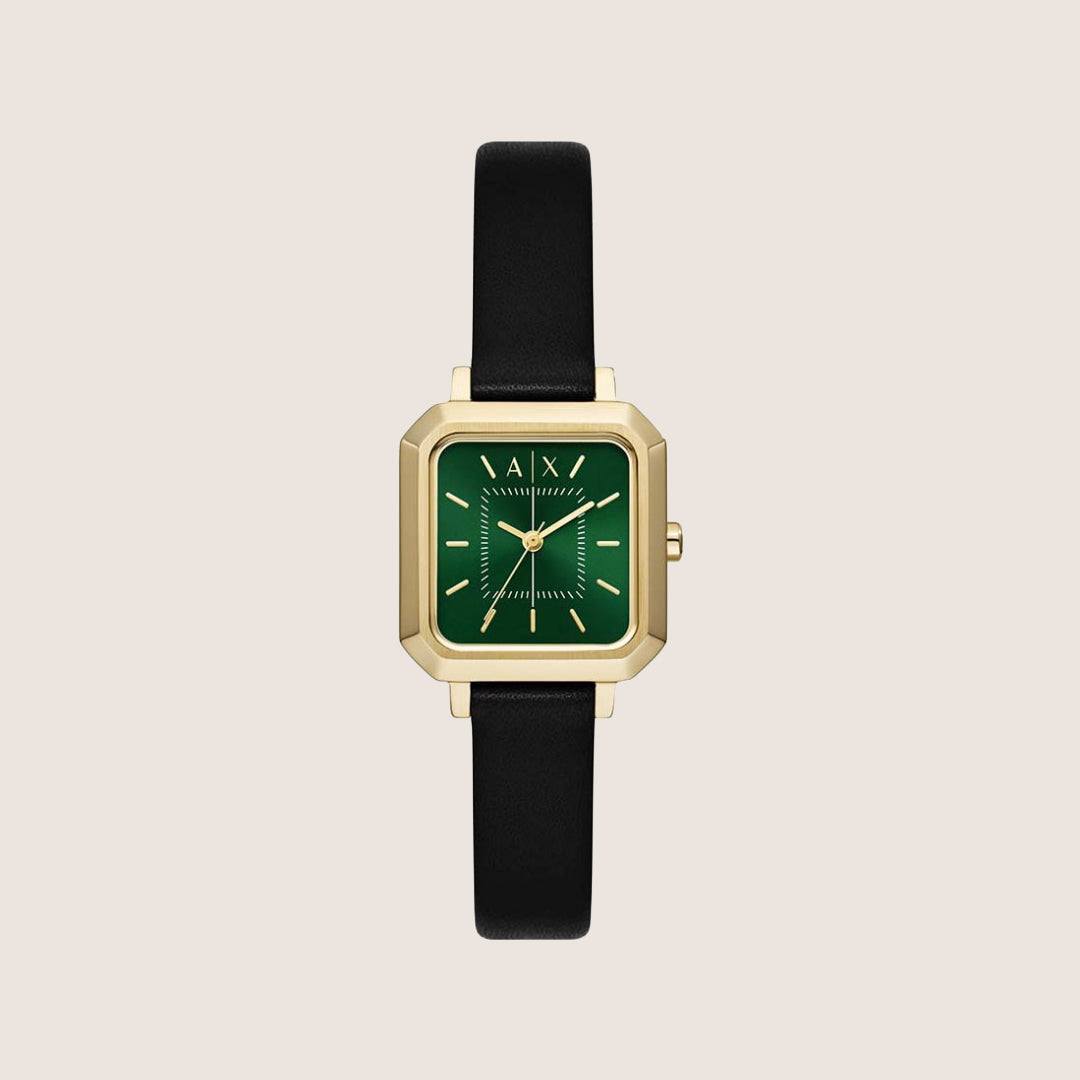 Armani Exchange Women's Urban Watch Green Dial Square Gold Case AX5723