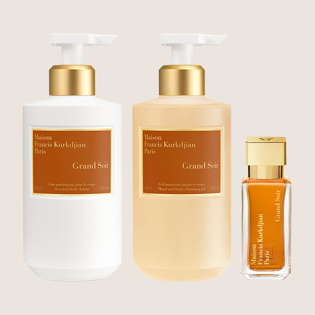 Maison Francis Kurkdjian Unisex Grand Soir Cleansing Gel, Body Lotion and Eau de Parfum Complete Trio Set