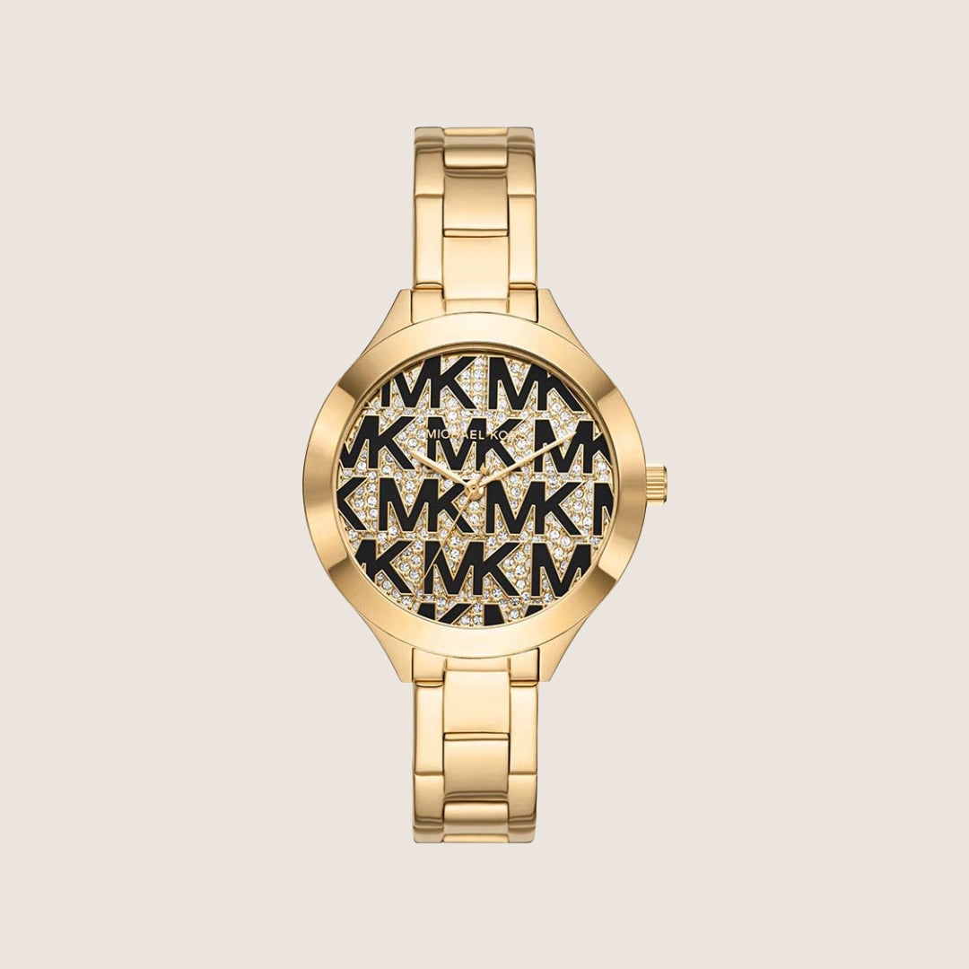 Michael Kors Women's Aspyn Clear Stone-Set Gold Dial Watch MK4659
