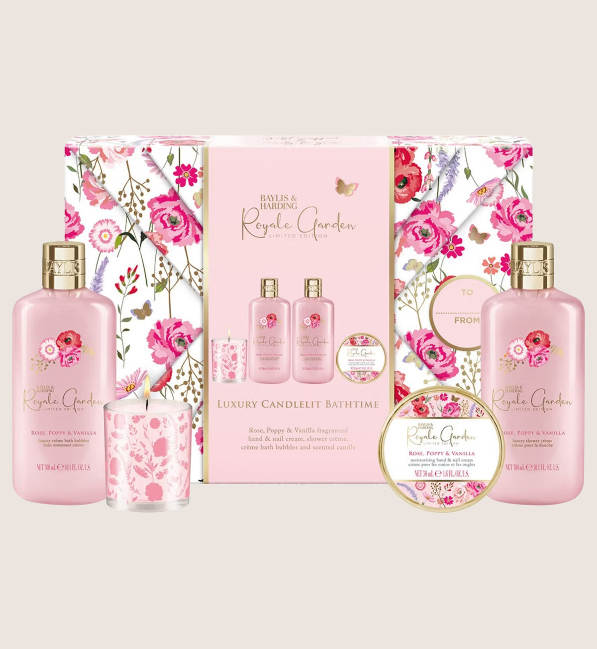 Baylis & Harding Royale Garden Wrapped Candlelit Bath & Body Gift Set For Her