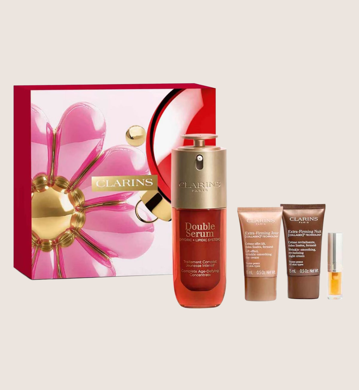 Clarins Double Serum & Extra-Firming Collection 4 Piece Skincare Gift Set For Her