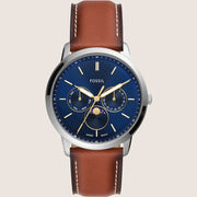 Fossil Men's Neutra Blue Dial Brown Leather Watch FS5903