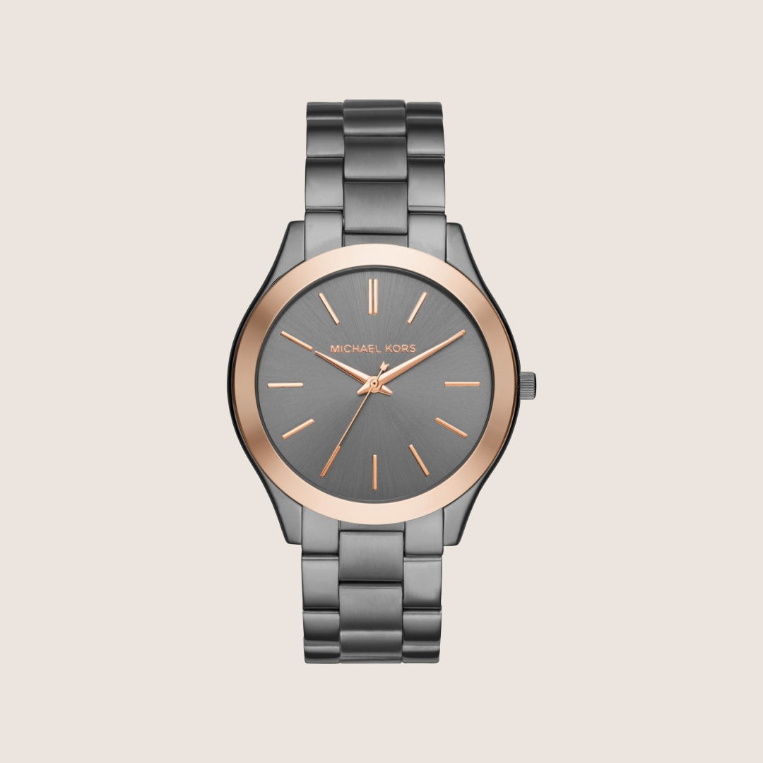Michael Kors Men's Slim Runway Gunmetal Dial Stainless Steel Bracelet Watch MK8576