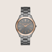 Michael Kors Men's Slim Runway Gunmetal Dial Stainless Steel Bracelet Watch MK8576