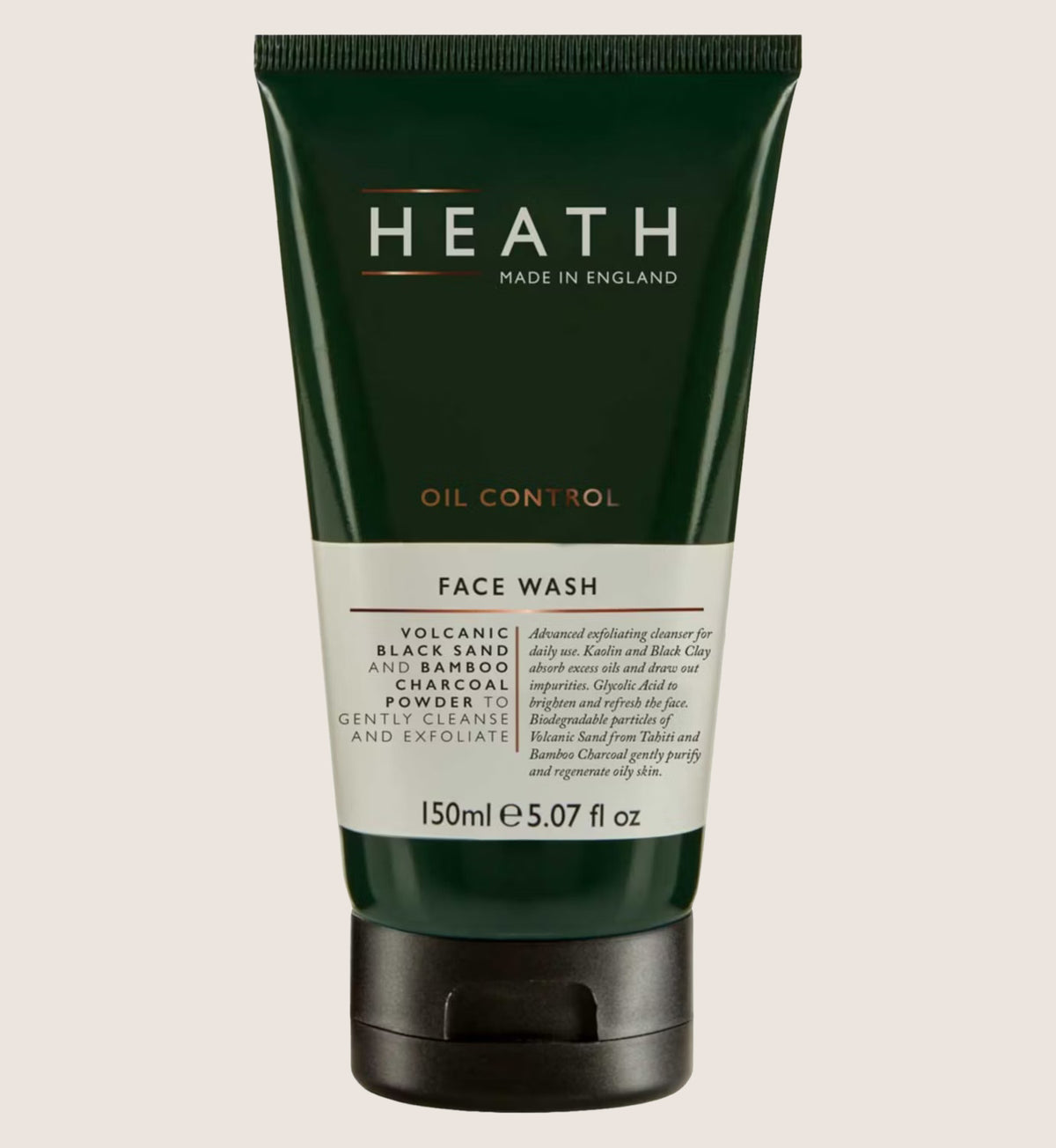 Heath Oil Control Exfoliating Clay Face Wash with Charcoal & Black Sand 150ml