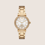 Michael Kors Women's Abbey Clear Stone-Set White Dial Watch MK4615