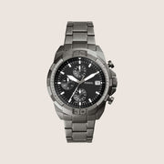 Fossil Mens Bronson Black Chronograph Gunmetal Watch FS5852