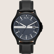 Armani Exchange Mens Dress Watch Black Leather Strap AX2411