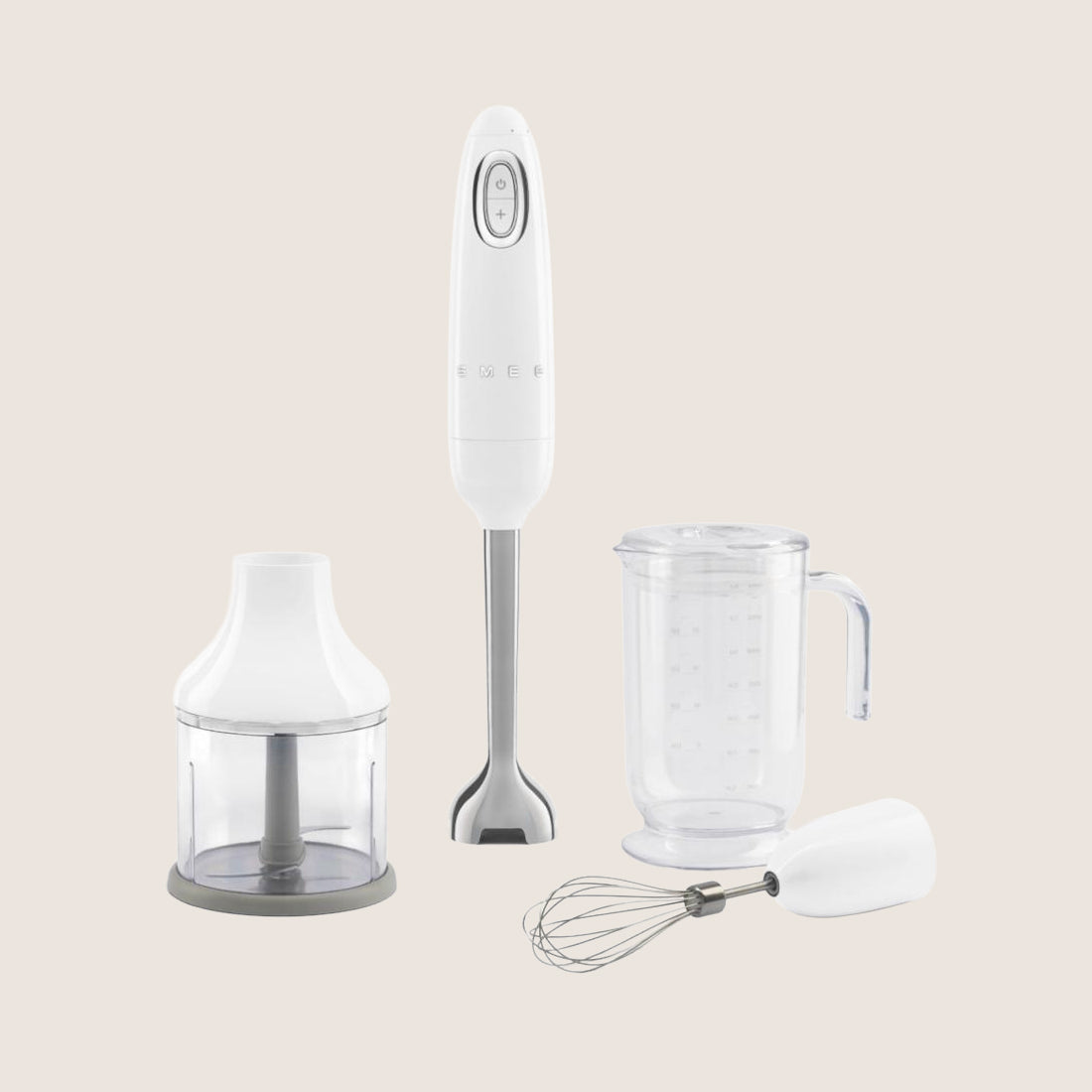 Smeg HBF03WHUK Hand Blender Variable Speed 700W 1.4L with 4 Accessories - White