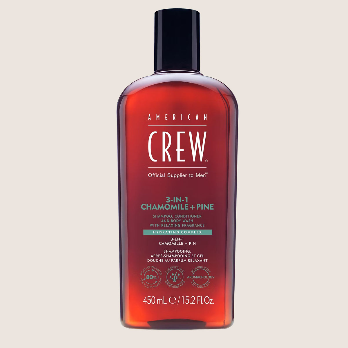 American Crew Relaxing 3 in 1 Shower Gel, Shampoo & Conditioner Chamomile & Pine 450ml