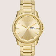 Armani Exchange Mens Dress Watch Gold Stainless Steel Bracelet AX1734