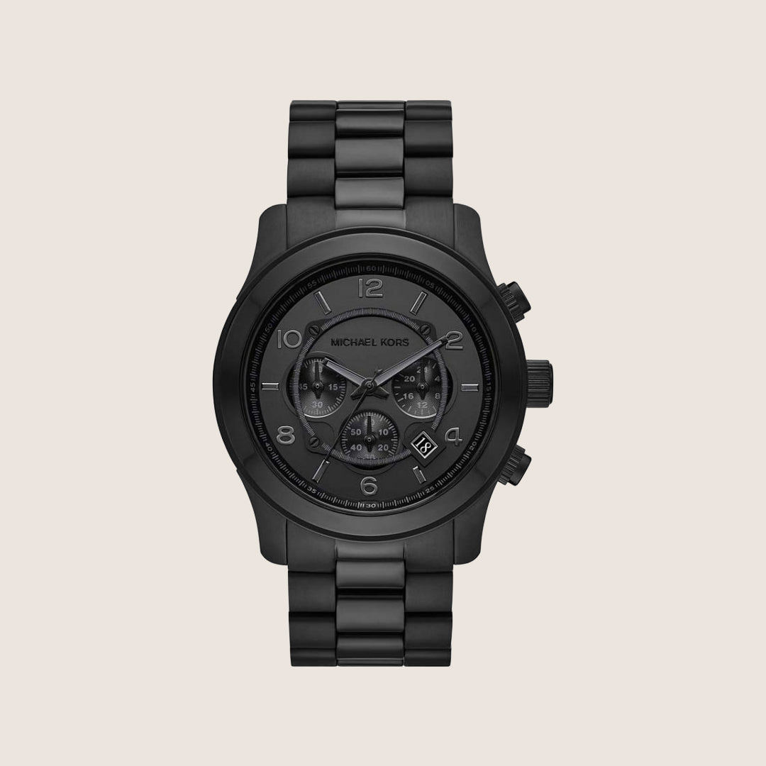 Michael Kors Men's Runway Chronograph Black Dial All-Black Stainless Steel Watch MK9073