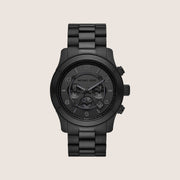 Michael Kors Men's Runway Chronograph Black Dial All-Black Stainless Steel Watch MK9073