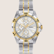 Fossil Men's Garrett Silver Dial Two-Tone Bracelet Watch FS6148