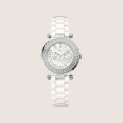 GC Ladies White Ceramic Bracelet Mother Of Pearl Day Date Dial Watch A28101L1