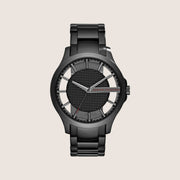 Armani Exchange Men's Dress Watch Translucent Dial Black Steel Bracelet AX2189