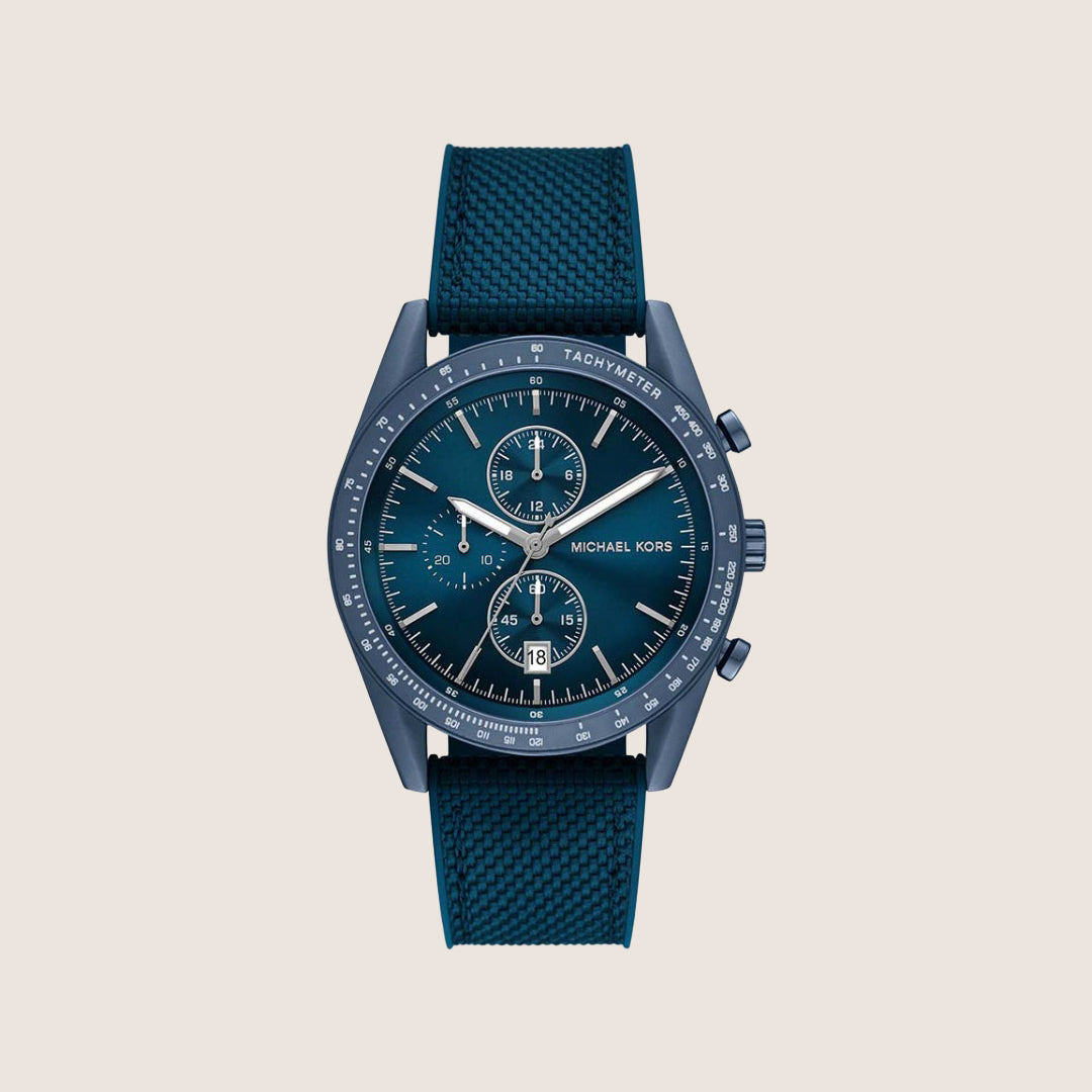 Michael Kors Men's Warren Chronograph Blue Dial Blue Textile Strap Watch MK9142