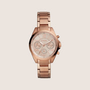 Fossil Women's Modern Courier Rose Gold Chronograph Bracelet Analogue Watch BQ3036