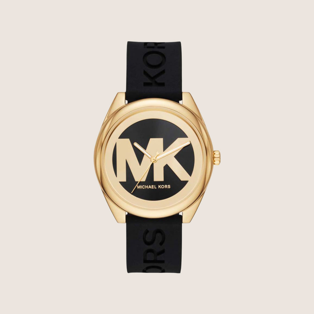 Michael Kors Women's Janelle Black Dial Gold Case Watch MK7313