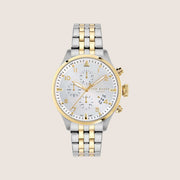 Ted Baker Mens Fulmaar Silver Dial Chronograph Two-Tone Stainless Steel Bracelet Watch BKPFMF409