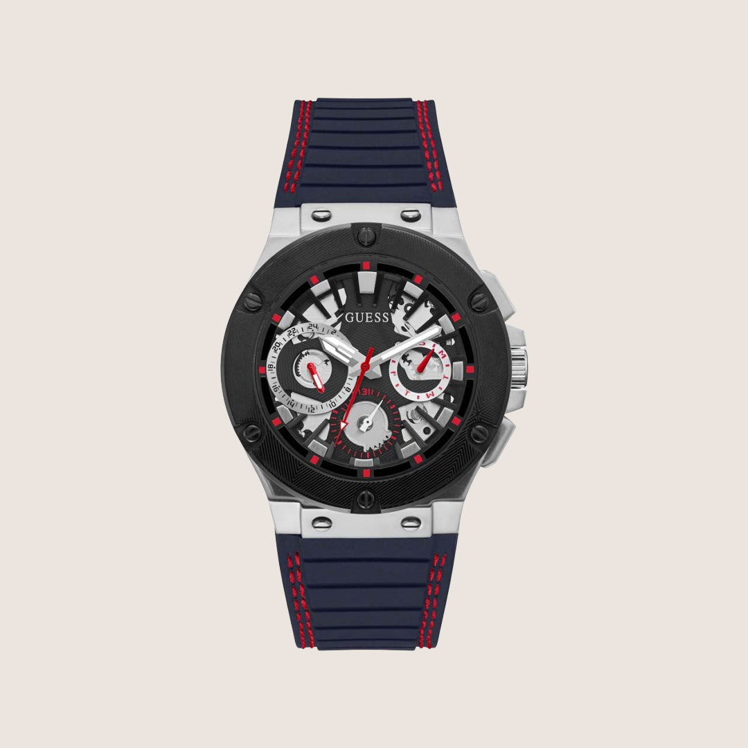 Guess Mens Sport Watch Transparent, Black Dial GW0487G1