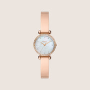 Fossil Women's Tillie Rose Gold Mother-of-Pearl Crystal Bangle Analogue Watch BQ3894