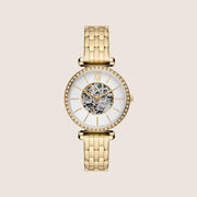 Fossil Women's Tillie Gold Automatic Skeleton Bracelet Analogue Watch BQ3868