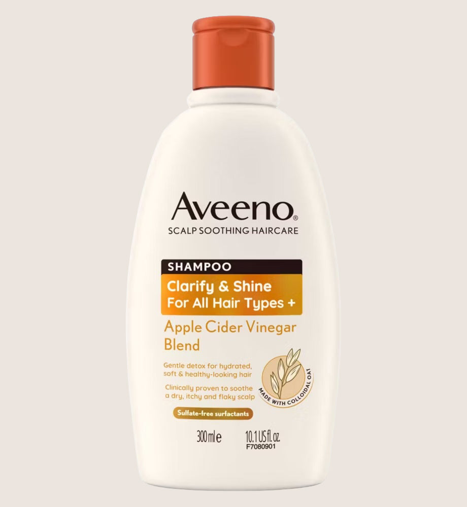 Aveeno Haircare Clarify and Shine+ Apple Cider Vinegar Shampoo Scalp Health 300ml