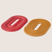 IKEA ELDSTJÄRT Pot stand, set of 2, oval/light brown red, 26x16 cm, Compressed pigmented bamboo particles, Clear lacquer