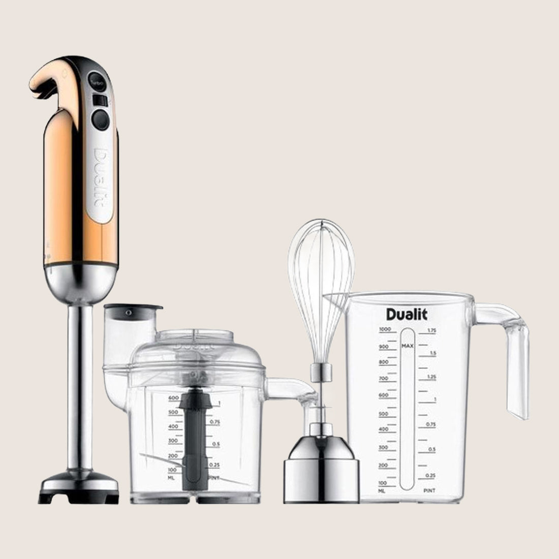Dualit 88911 Hand Blender 700W 5-Speed 1L with 3 Accessories - Copper