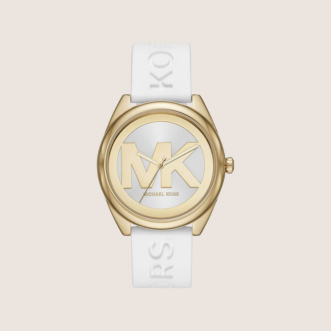 Michael Kors Women's Janelle White Dial Gold Case Watch MK7141