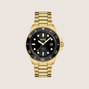 BOSS Men's Ace Black Dial Gold Bracelet 200m Watch 1513917