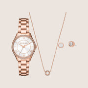 Michael Kors Women's Lauryn Clear Stone-Set White Dial Watch MK4850SET