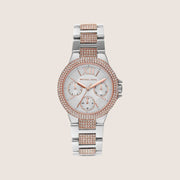 Michael Kors Women's Camille Clear Stone-Set White Dial Watch MK6846