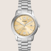 Fossil Men's Heritage Automatic Gold Dial Silver Bracelet Watch ME3231
