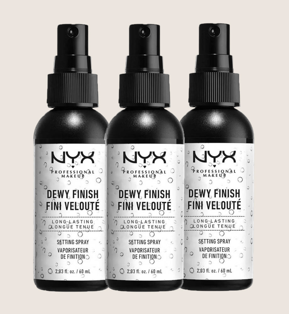 NYX Professional Makeup Make Up Setting Spray - Dewy Finish - 3 X Sprays Setting Spray Set