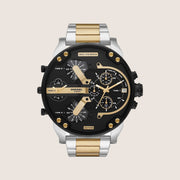 Diesel Mens Mr Daddy 2.0 Chronograph Black Dial Two-Tone Steel Bracelet Watch DZ7459