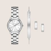 Michael Kors Women's Slim Runway Silver Dial Gift Set Watch MK7563SET