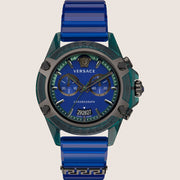 Versace Mens Watch Blue Silicone Sport Chronograph VEZ701122