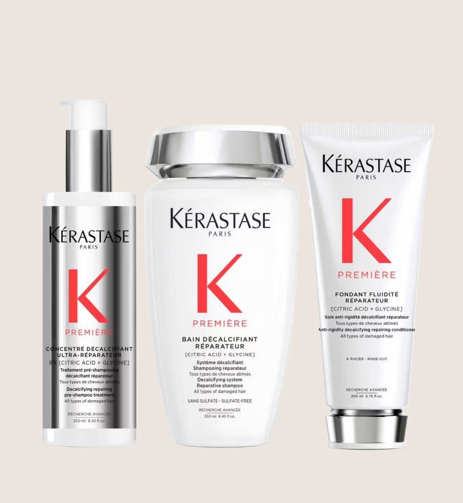 Kérastase Première Decalcifying Shampoo & Conditioner Duo with Pre-Shampoo for Damaged Hair Cleansing Formula