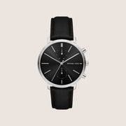 Michael Kors Men's Blake White Dial Silver Case Brown Leather Strap Watch MK9208