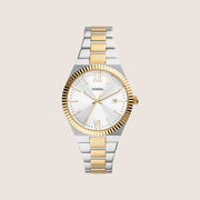 Fossil Women's Scarlette Two-Tone Silver Date Bracelet Analogue Watch ES5259
