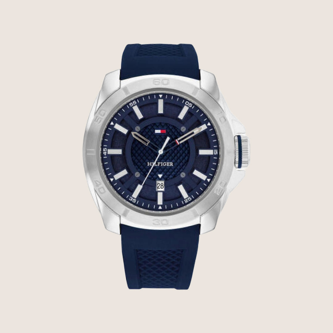 Tommy Hilfiger Men's Watch Blue Dial Silicone Strap 1792134