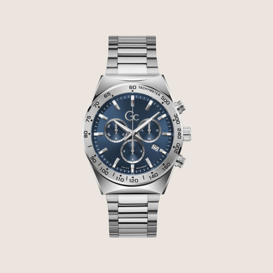 GC Men's Chronograph Blue Dial Silver Steel Bracelet Watch Z17002G7MF