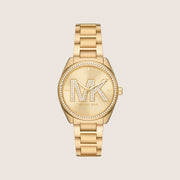 Michael Kors Women's Janelle Clear Stone-Set Gold Dial Watch MK7381