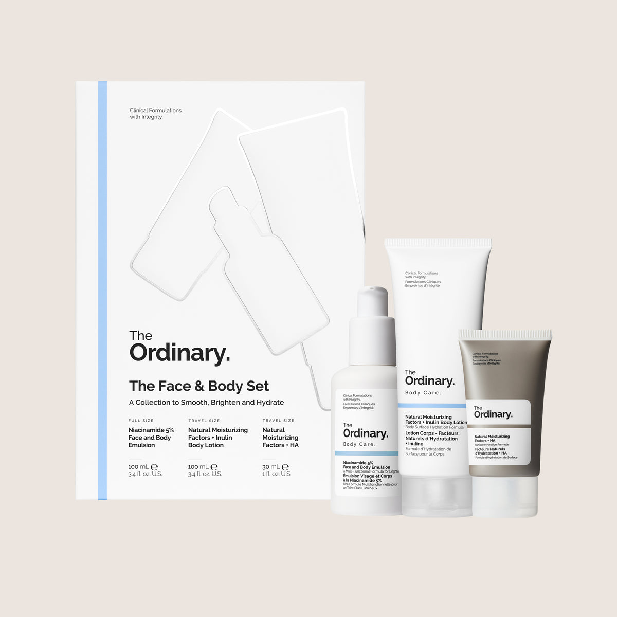 The Ordinary The Face & Body Set Multi-Use Essentials (2-3 Piece Kit)