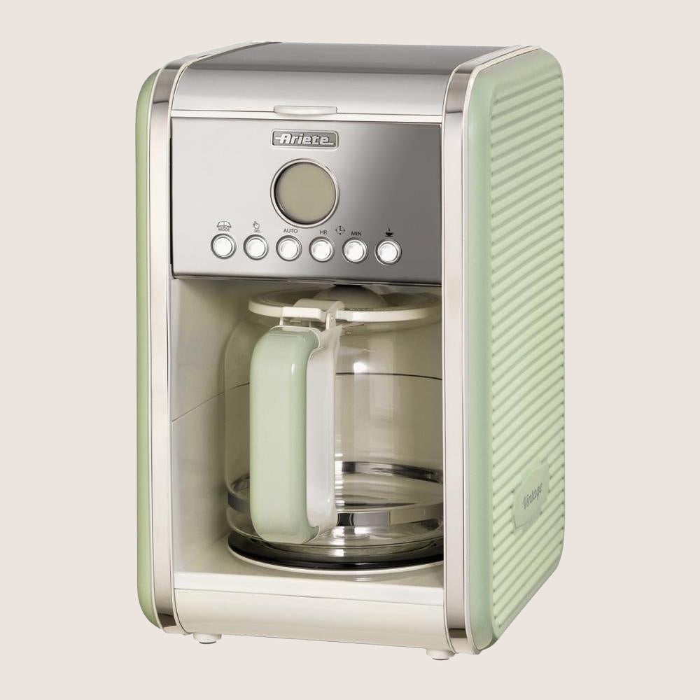 ARIETE Vintage 1342 Filter Coffee Machine Programmable Keep Warm 12 Cups - Green