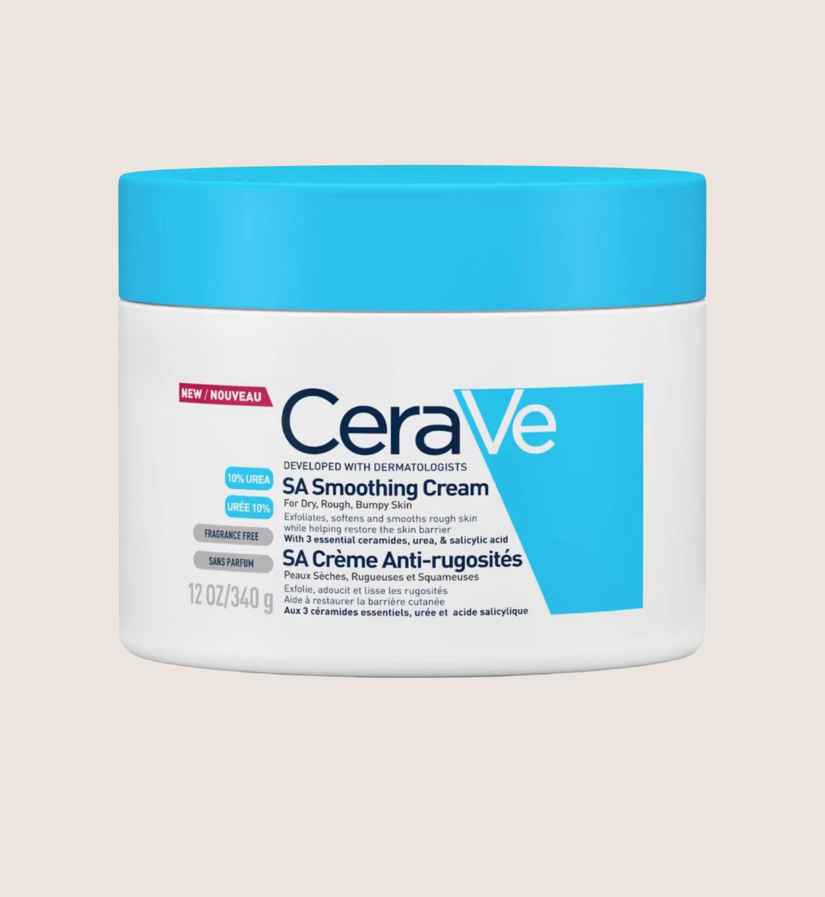 CeraVe SA Smoothing Cream with Salicylic Acid & Urea for Dry, Rough Skin 340g