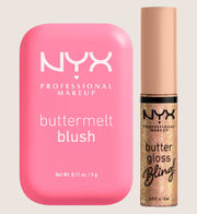 NYX Professional Makeup Buttermelt Blush Butta Together 07 & Buttergloss Bling Bring the Gloss Lip Gloss Duo Lip Gloss & Blush Set